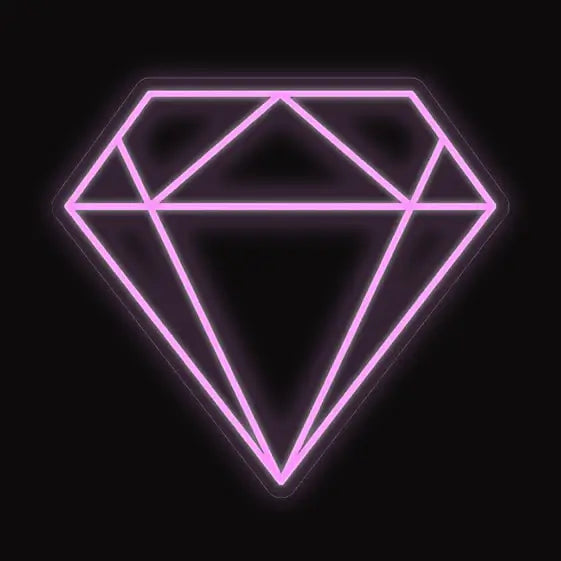 Glowing pink neon diamond sign